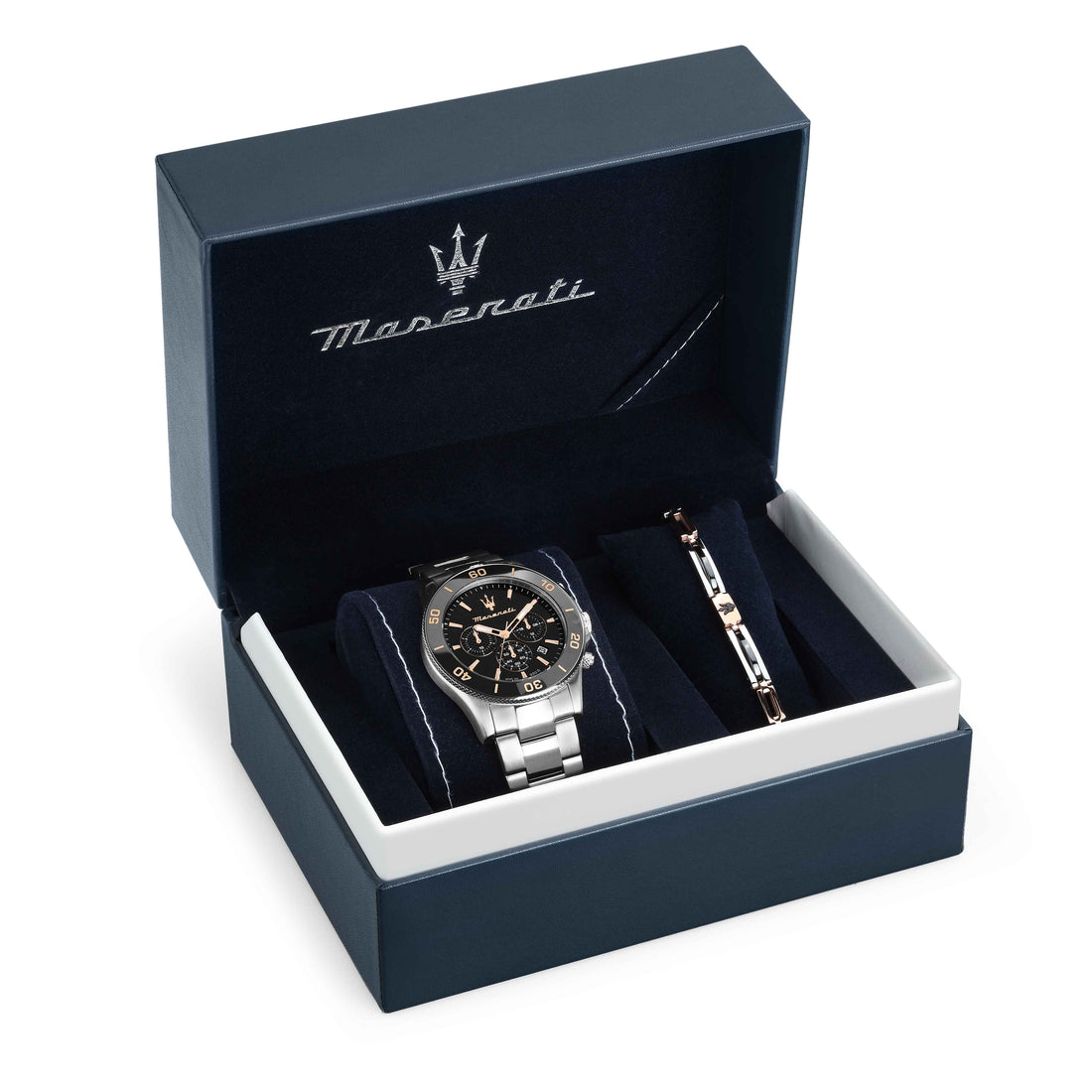 Orologio Uomo Maserati Set Box Bracciale Acciaio Quarzo Cronografo R8873600001
