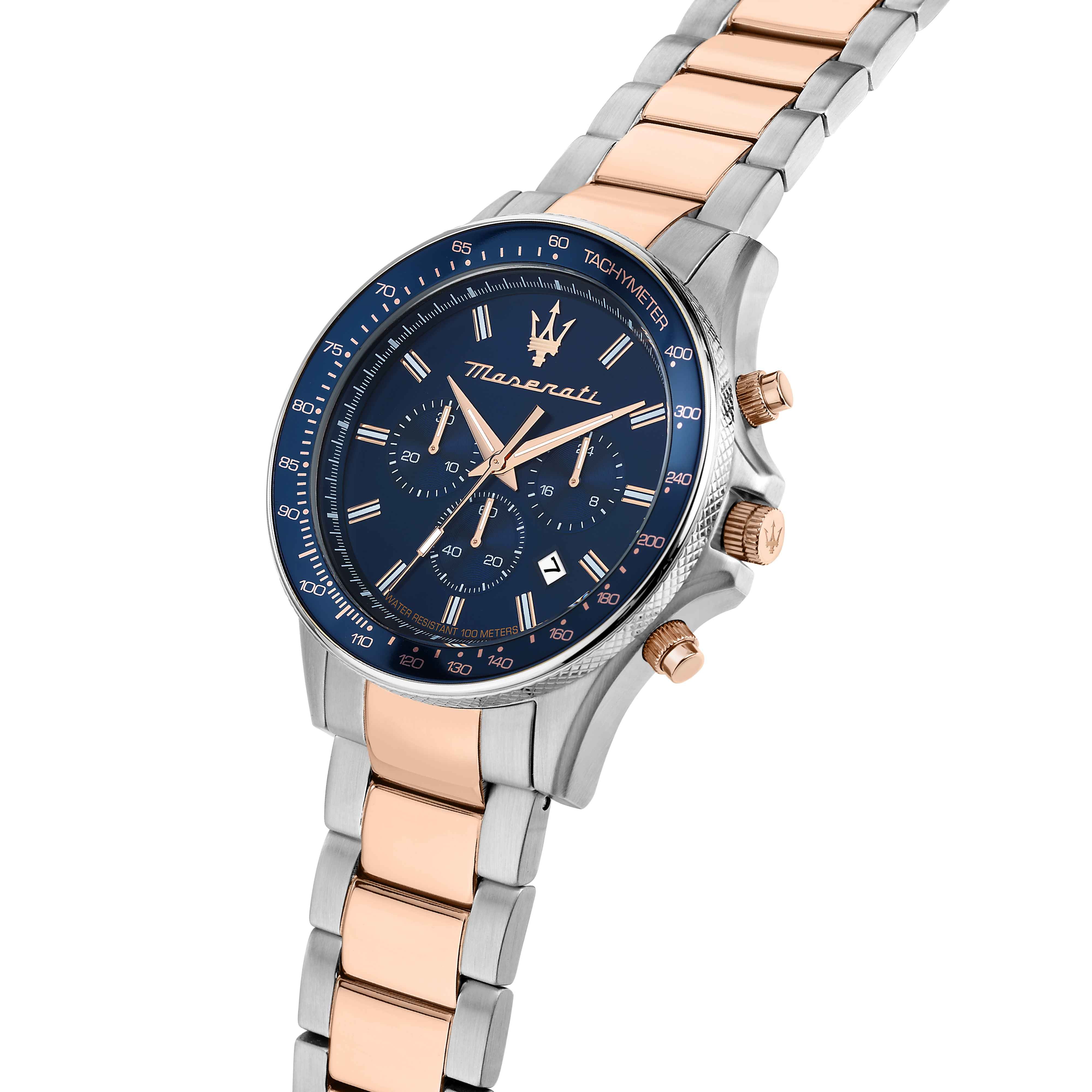Orologio Uomo Maserati Acciaio Bicolore Quarzo Cronografo Data Blu R8873640022