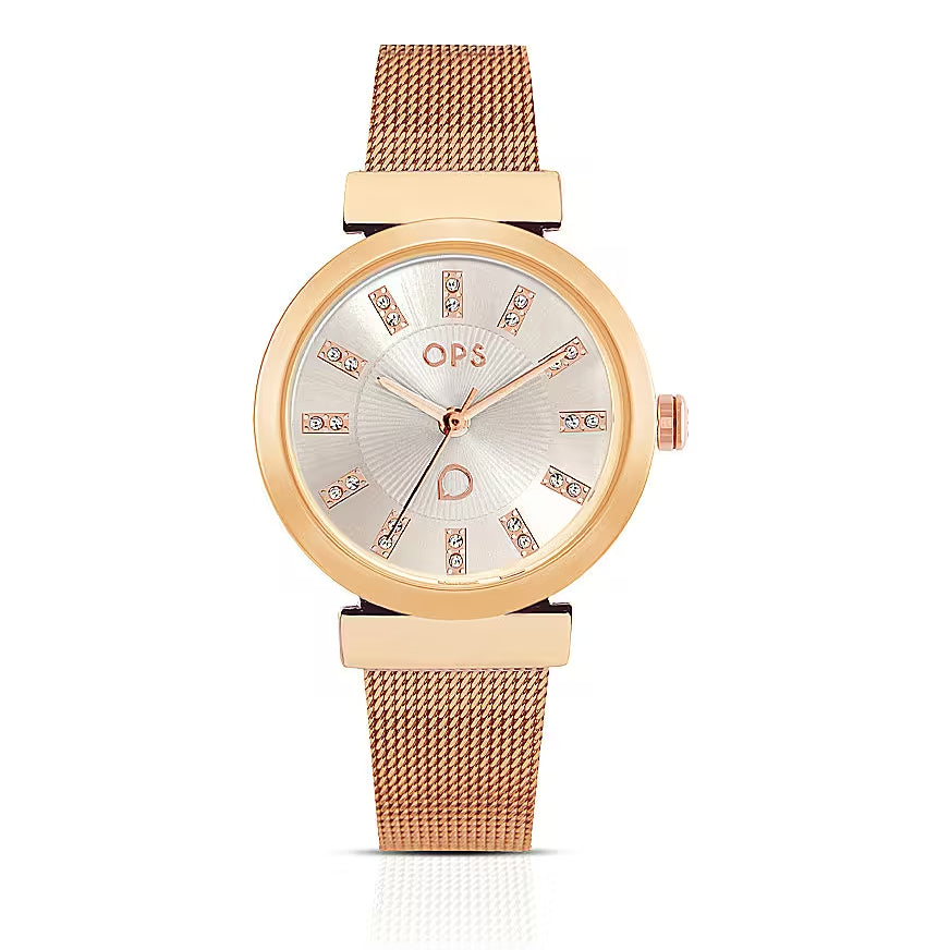 Orologio Donna Ops-Objects Acciaio Rosè Zirconi Quarzo Solo Tempo OPSPW-909-3200