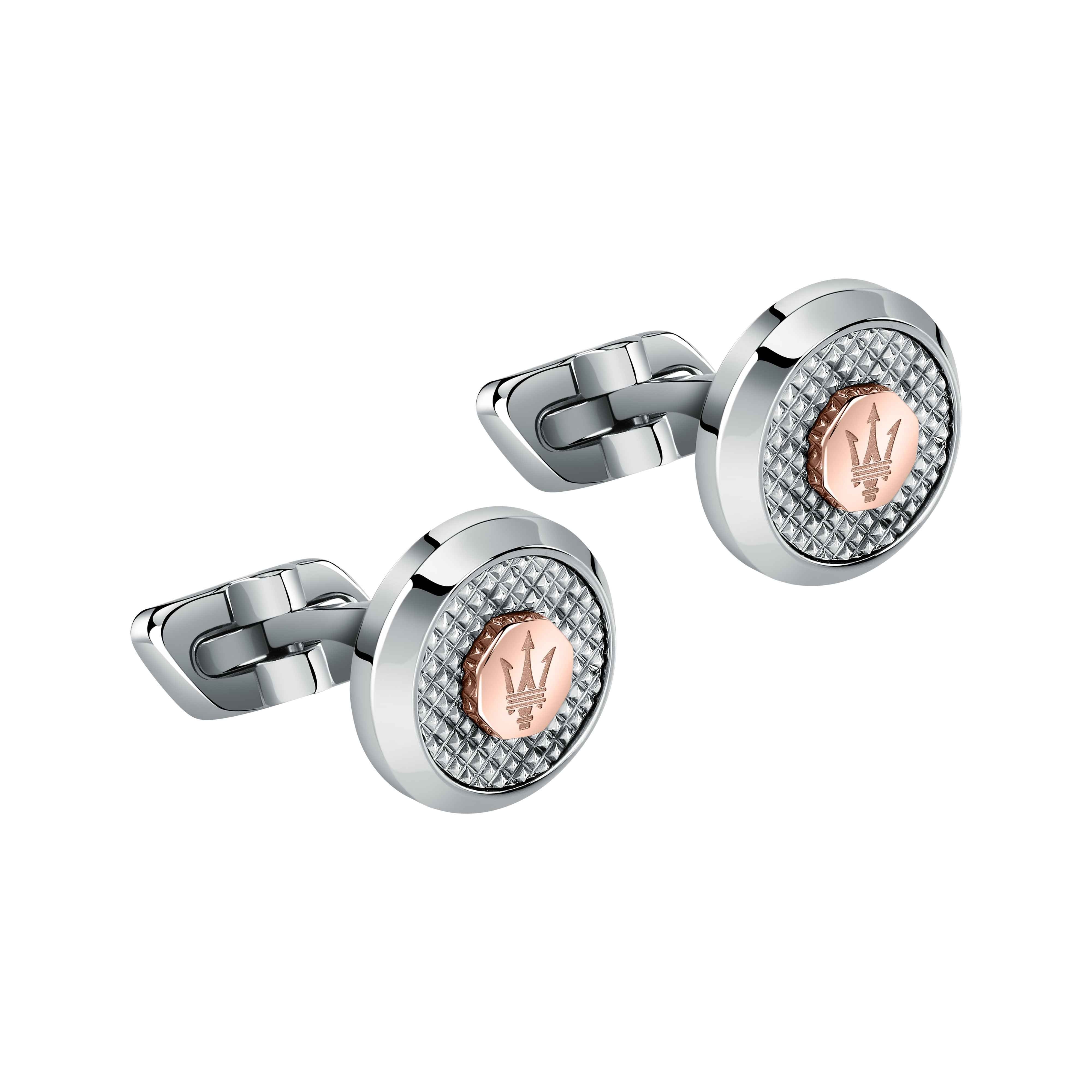 Gemelli Uomo Maserati Acciaio Lucido Satinato Logo Inciso Rosè JM223ATK20