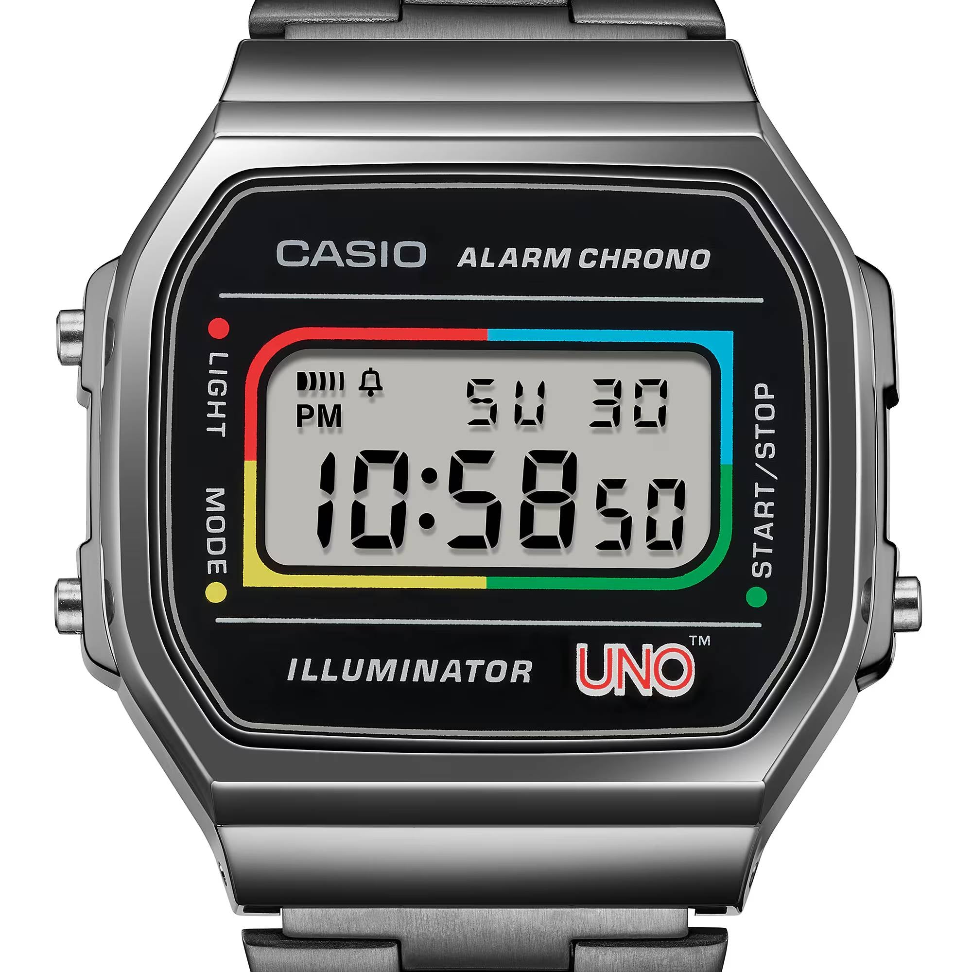Orologio Unisex Casio X UNO Vintage Acciaio Nero Quarzo Digitale A168WEUC-1AER