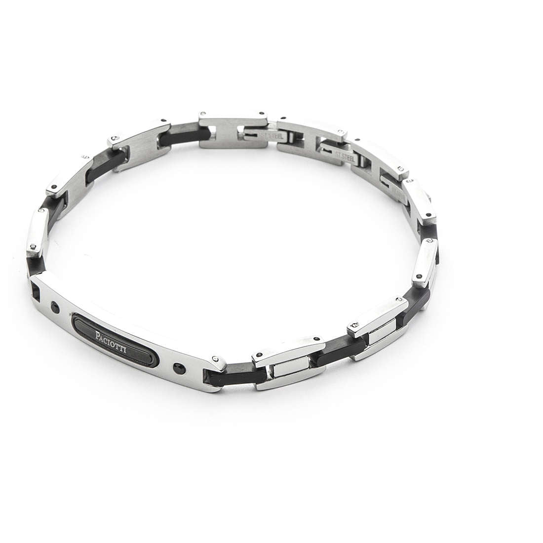 Bracciale Uomo 4US Cesare Paciotti Acciaio E Zirconi Neri 4UBR4537
