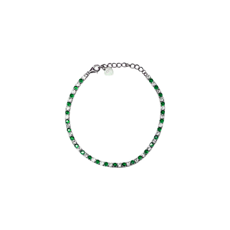 Bracciale Unisex Re Mida Tennis Argento 925 Zirconi Verdi Bianchi BR DJV-15V