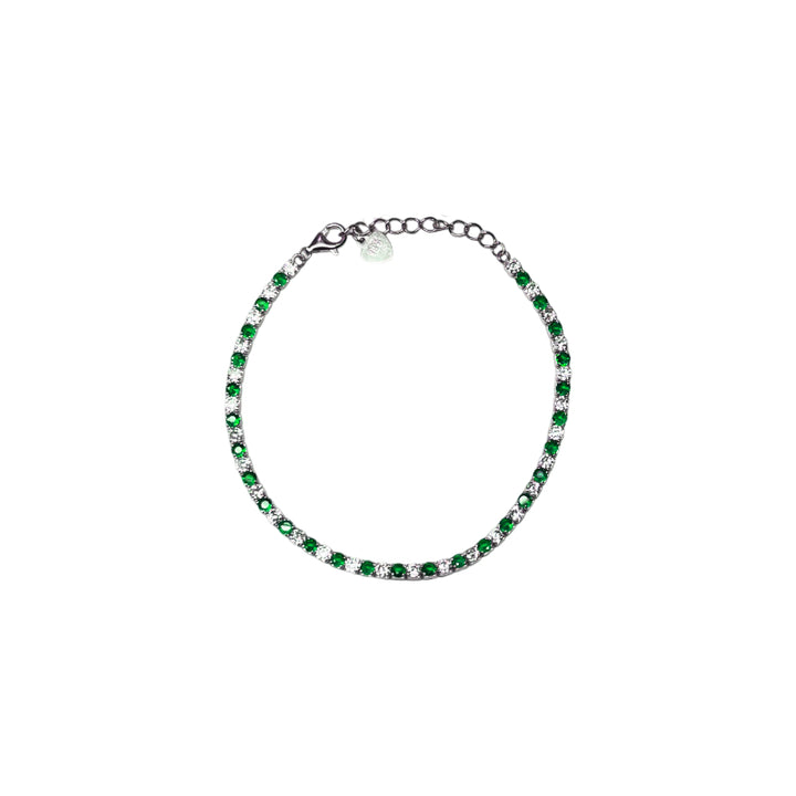 Bracciale Unisex Re Mida Tennis Argento 925 Zirconi Verdi Bianchi BR DJV-15V