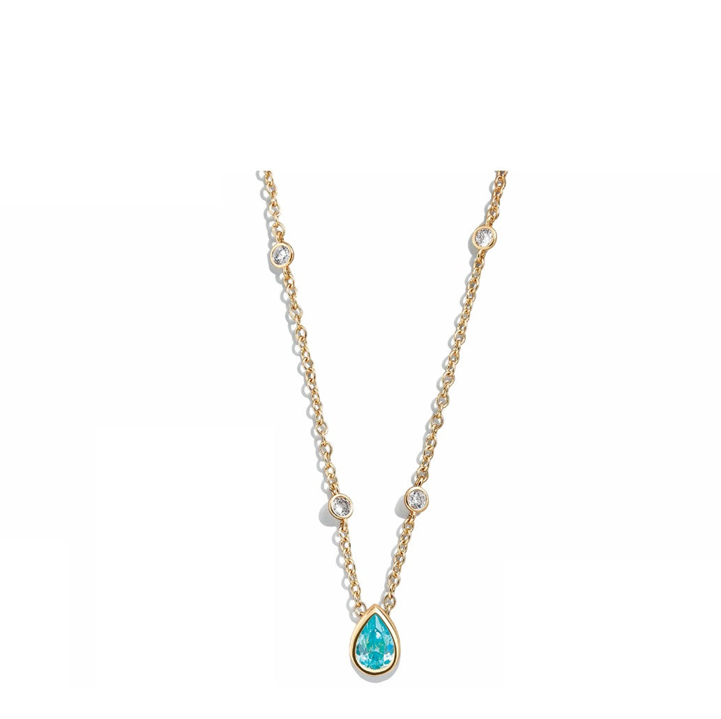 Collana Donna Liu Jo Acciaio Dorato Zircone blu a goccia LJ2742