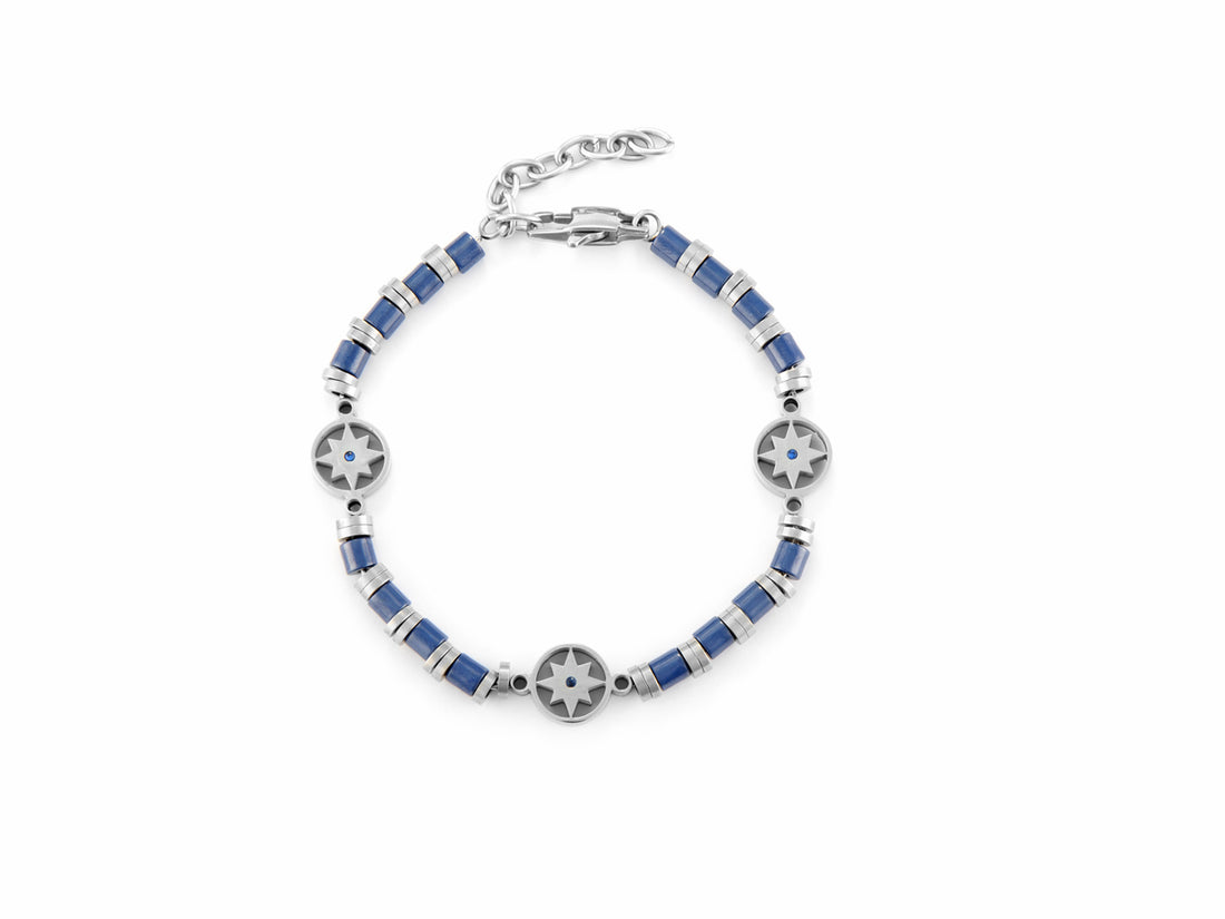 Bracciale Uomo 4US Cesare Paciotti Rosa Dei Venti  ceramica blu 4UBR6813