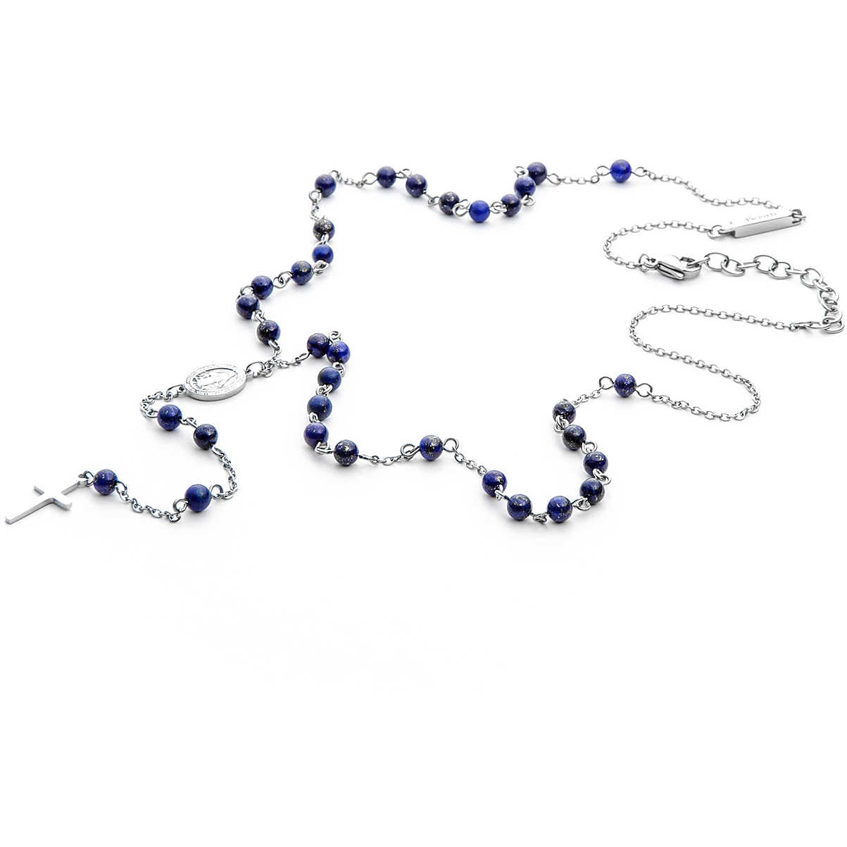 Collana Uomo Acciaio 4US Cesare Paciotti Rosario Biglie Blue Sand 4UCL3750