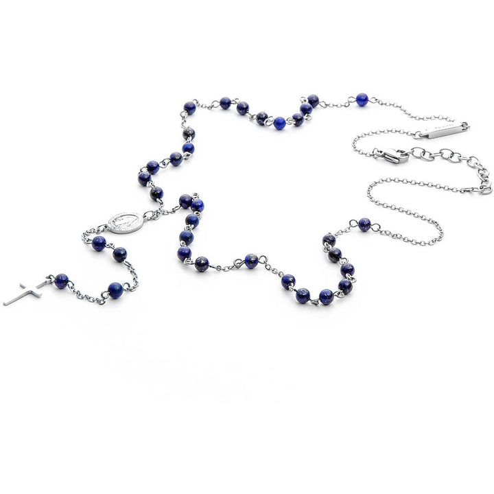 Collana Uomo Acciaio 4US Cesare Paciotti Rosario Biglie Blue Sand 4UCL3750