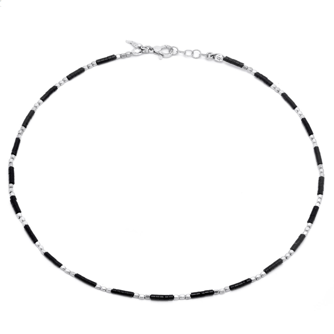 Collana Uomo Giovanni Raspini Argento 925 Dadini Onice Nero Biglie Lucide 11645