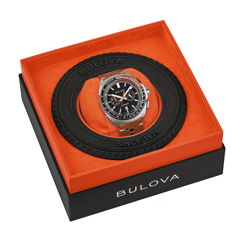 Orologio Uomo Bulova Racer Nero Edizione Speciale Pelle Marrone 98B427
