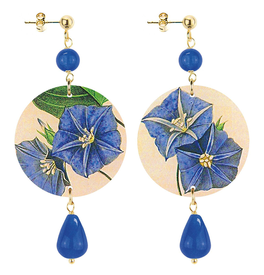 Orecchini Donna Lebole The Circle Mini Fiore Blu Schiacciati D/P/OR.127