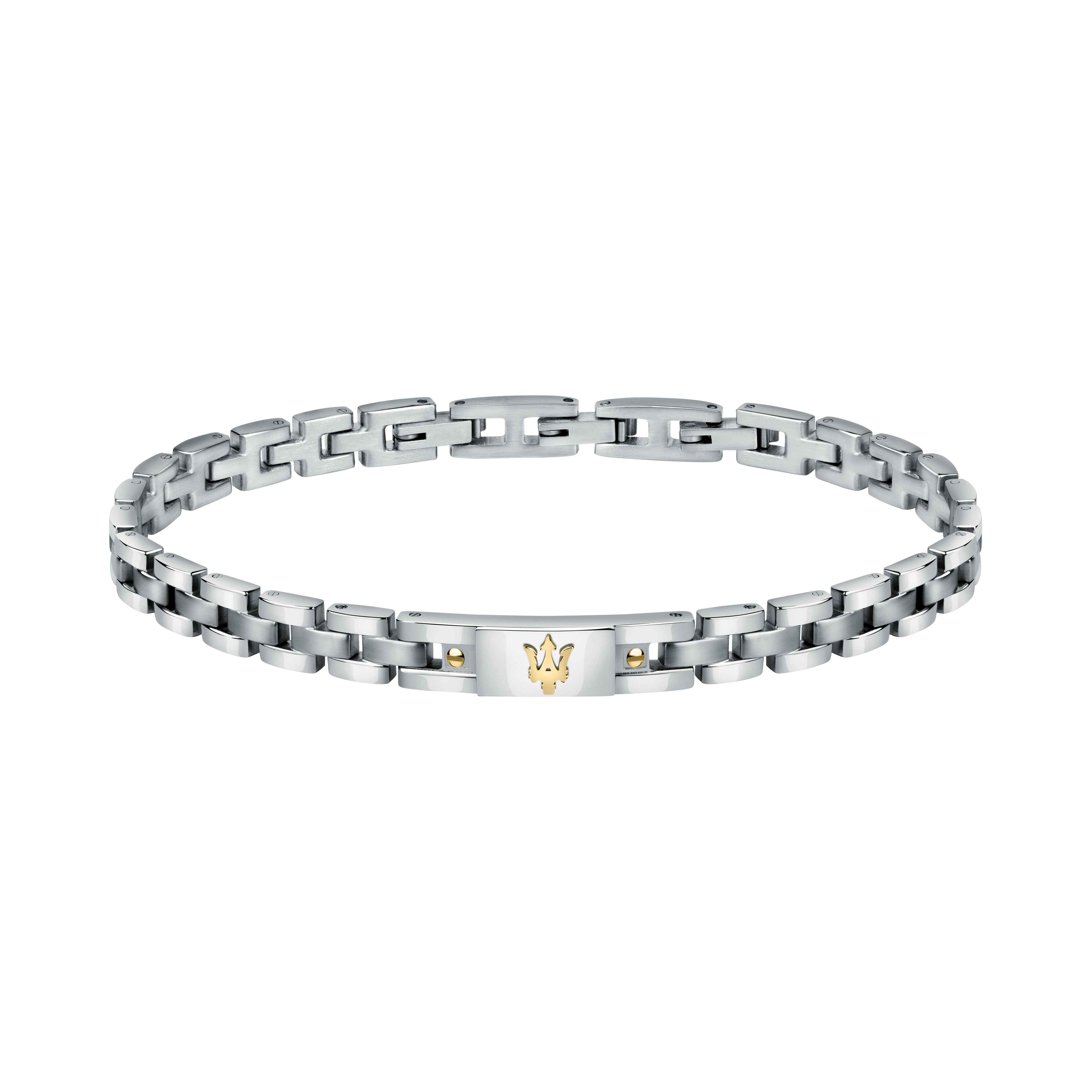 Bracciale Uomo Maserati Acciaio Bicolore Viti Dorate Logo Tridente JM420ATH05