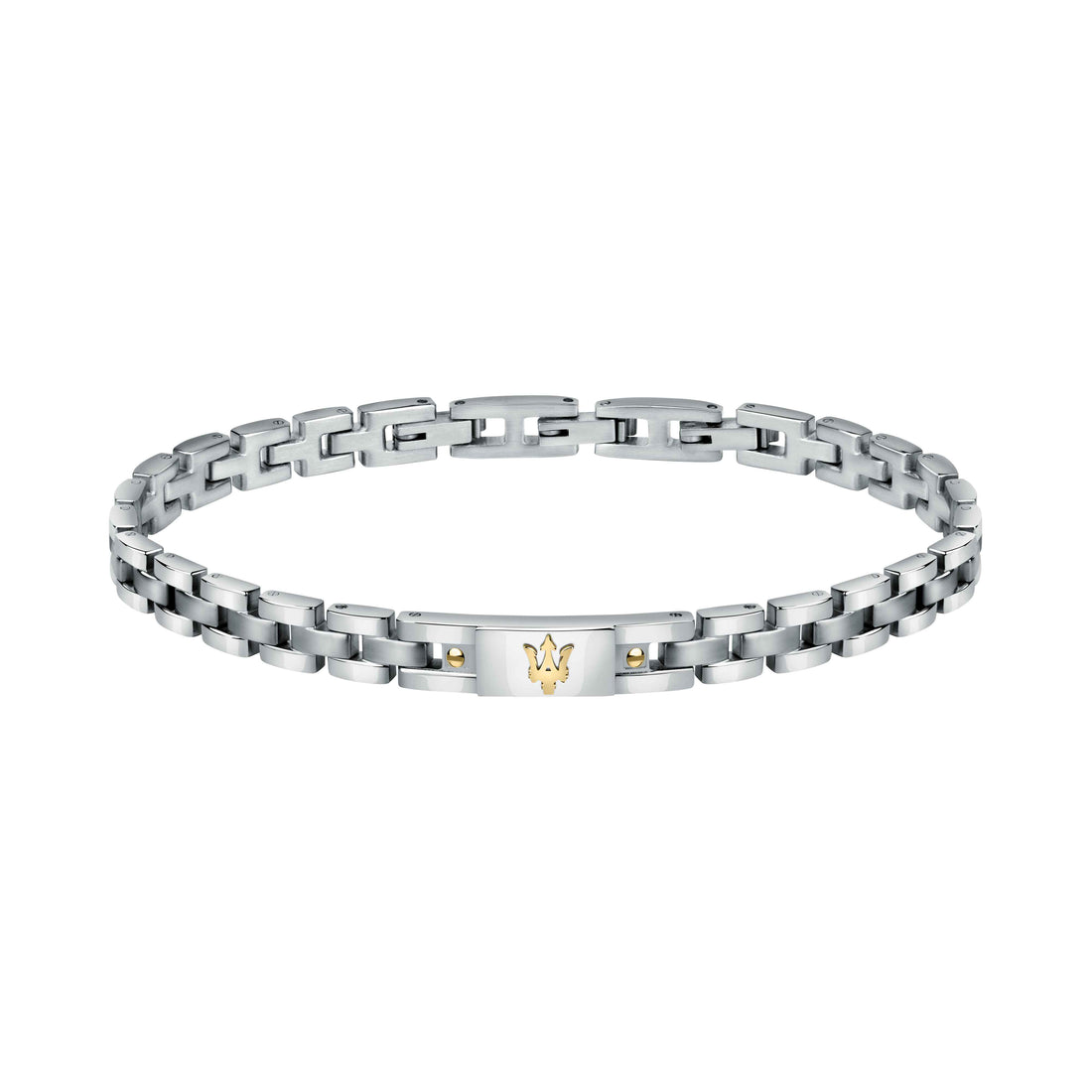 Bracciale Uomo Maserati Acciaio Bicolore Viti Dorate Logo Tridente JM420ATH05
