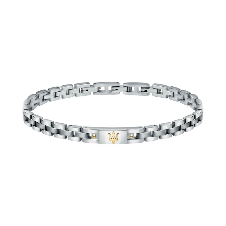 Bracciale Uomo Maserati Acciaio Bicolore Viti Dorate Logo Tridente JM420ATH05