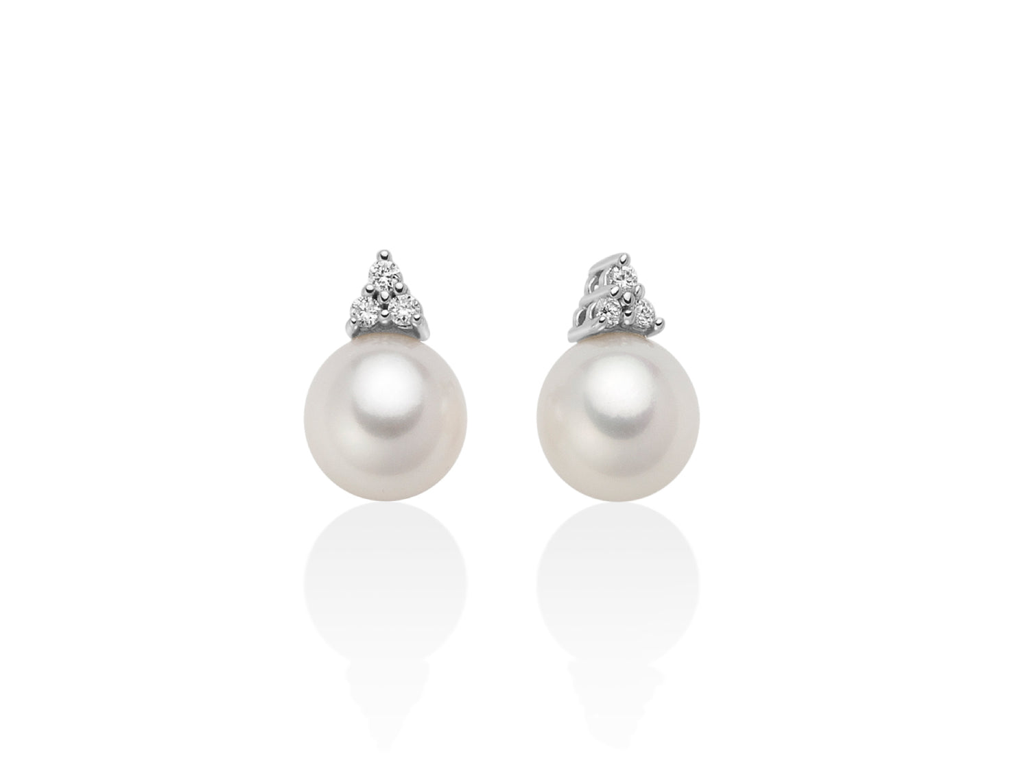 Orecchini Donna Miluna Oro Bianco 18 KT Perla 7,5-8 mm Diamanti Trilogy PER2591