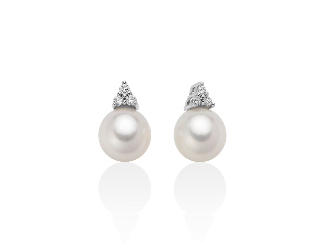 Orecchini Donna Miluna Oro Bianco 18 KT Perla 7,5-8 mm Diamanti Trilogy PER2591