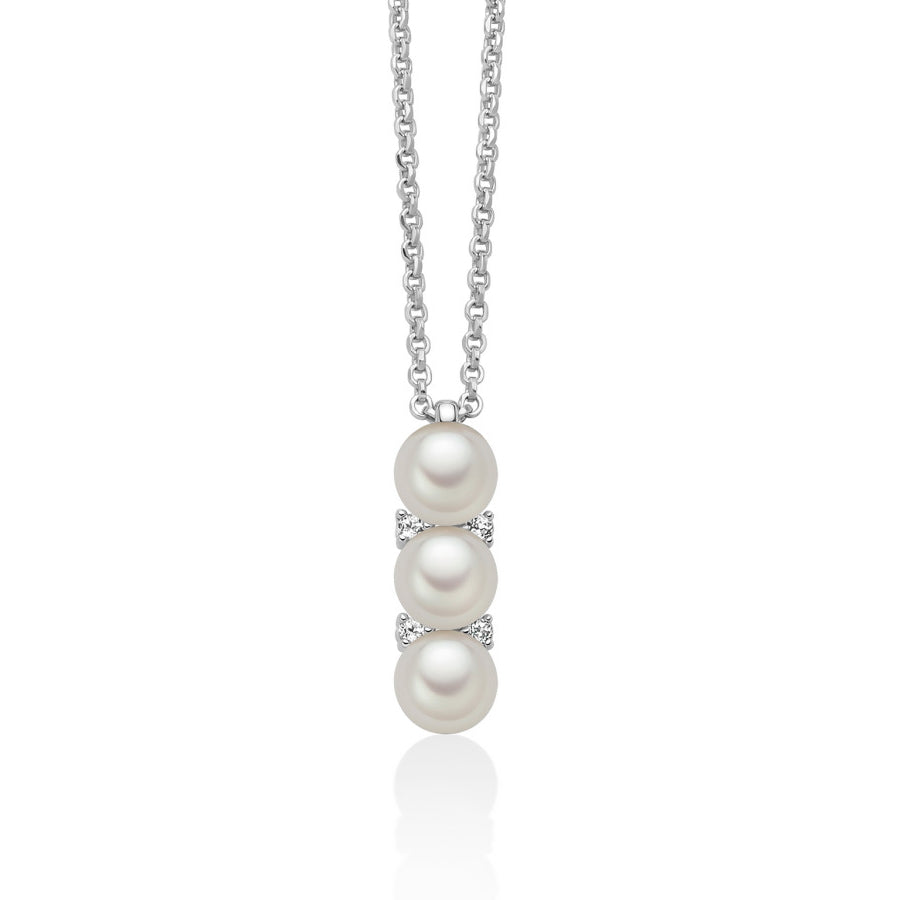 Collana Donna Miluna Perle Argento 925 Trilogy Pietre Topazio Bianco PCL6718