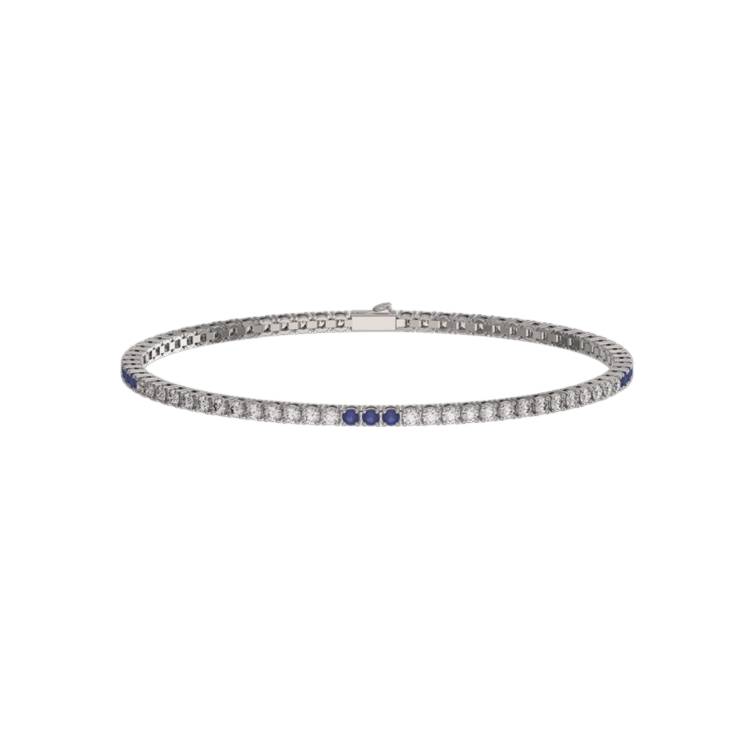Bracciale Uomo John Richmond Tennis Titanio Brillanti Bianchi Blu Zaffiro Silver IP JRTM36WBL