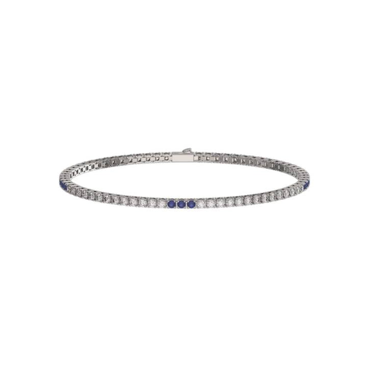 Bracciale Uomo John Richmond Tennis Titanio Brillanti Bianchi Blu Zaffiro Silver IP JRTM36WBL