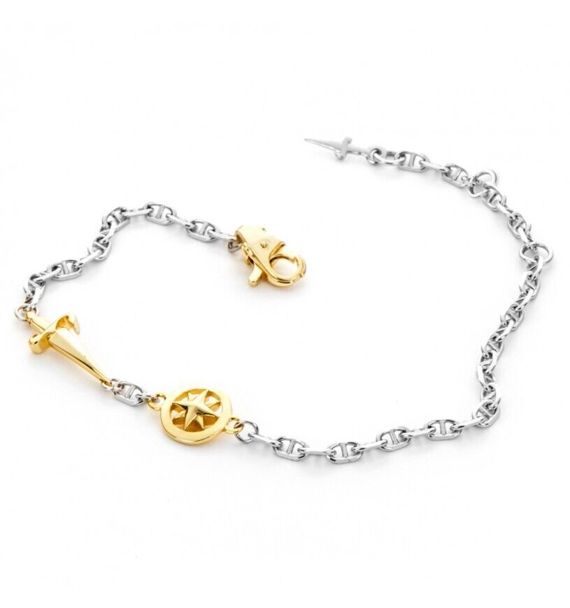 Bracciale Uomo Cesare Paciotti Argento Bicolore 925 Spadino Bussola JPBR2339B