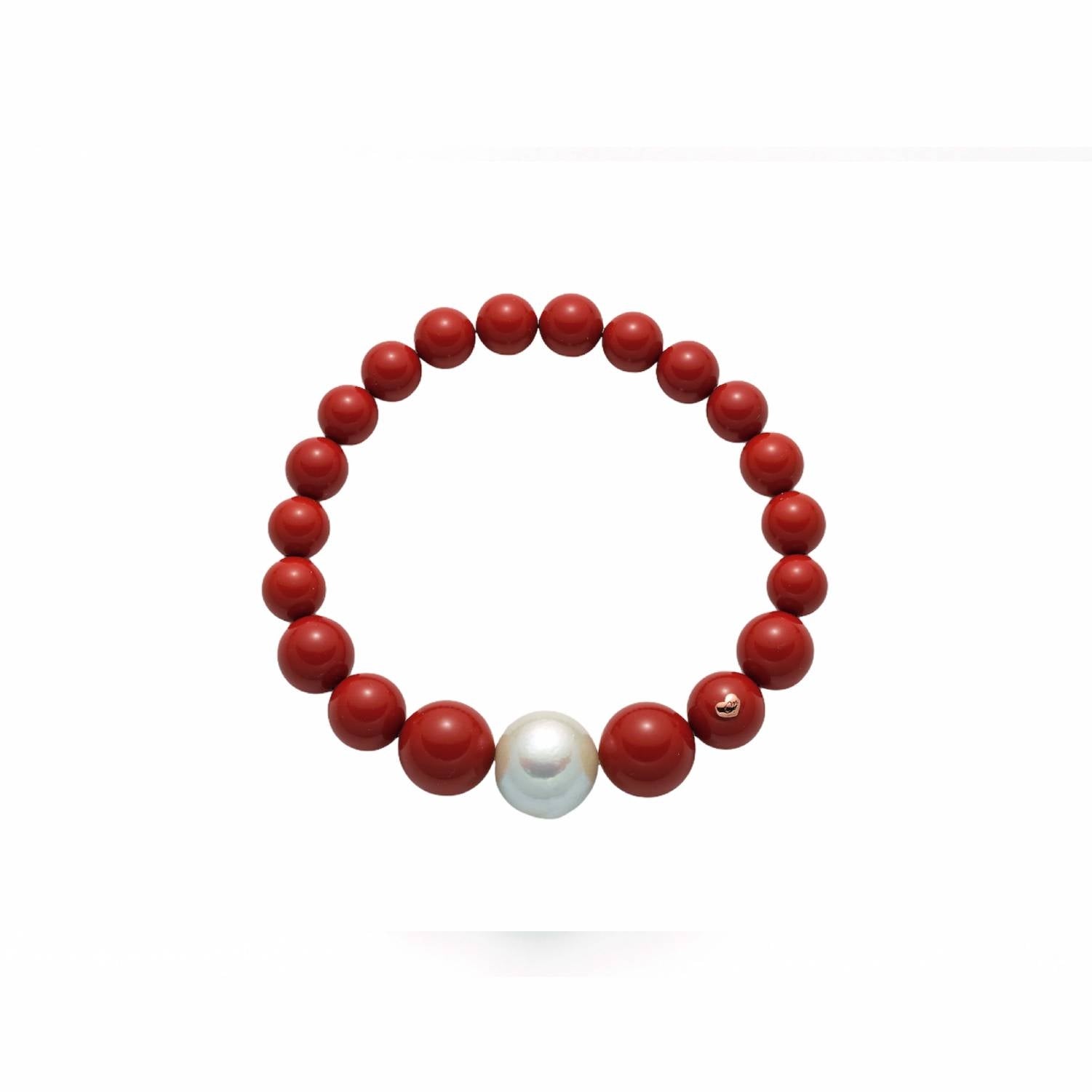 Bracciale Donna Elastico Miluna Agglomerato Corallo Rosso Perla Scalare PBR2567