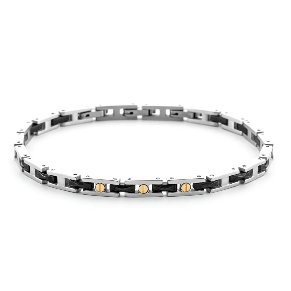 Bracciale Uomo 4US Cesare Paciotti Acciaio Ceramica Nera Oro 18kt 4UBR6933