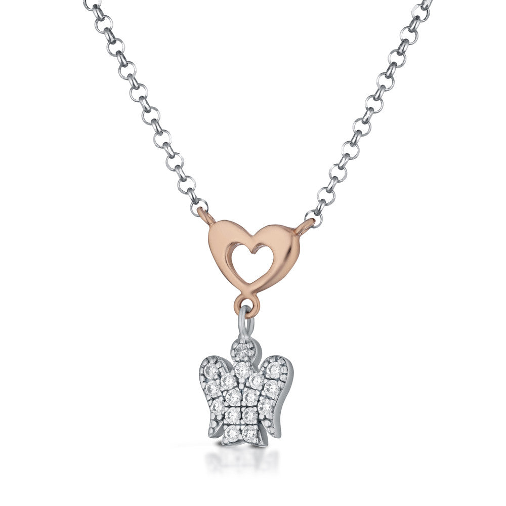 Collana Donna Argento 925 Roberto Giannotti Cuore Angelo Zirconi GIA395