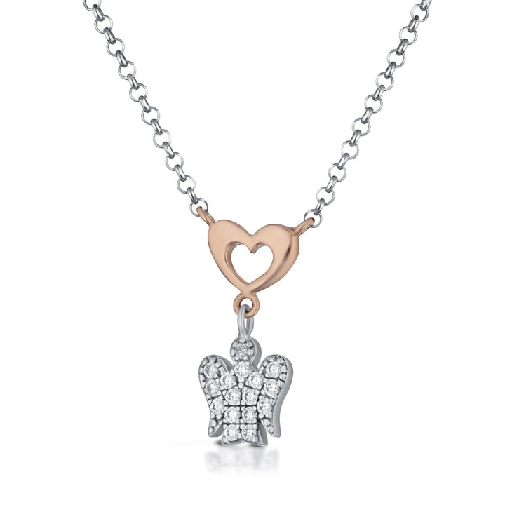 Collana Donna Argento 925 Roberto Giannotti Cuore Angelo Zirconi GIA395