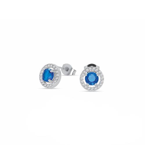 Orecchini Donna Liu Jo Acciaio Pietra Tonda Zirconi Azzurri LJ2266