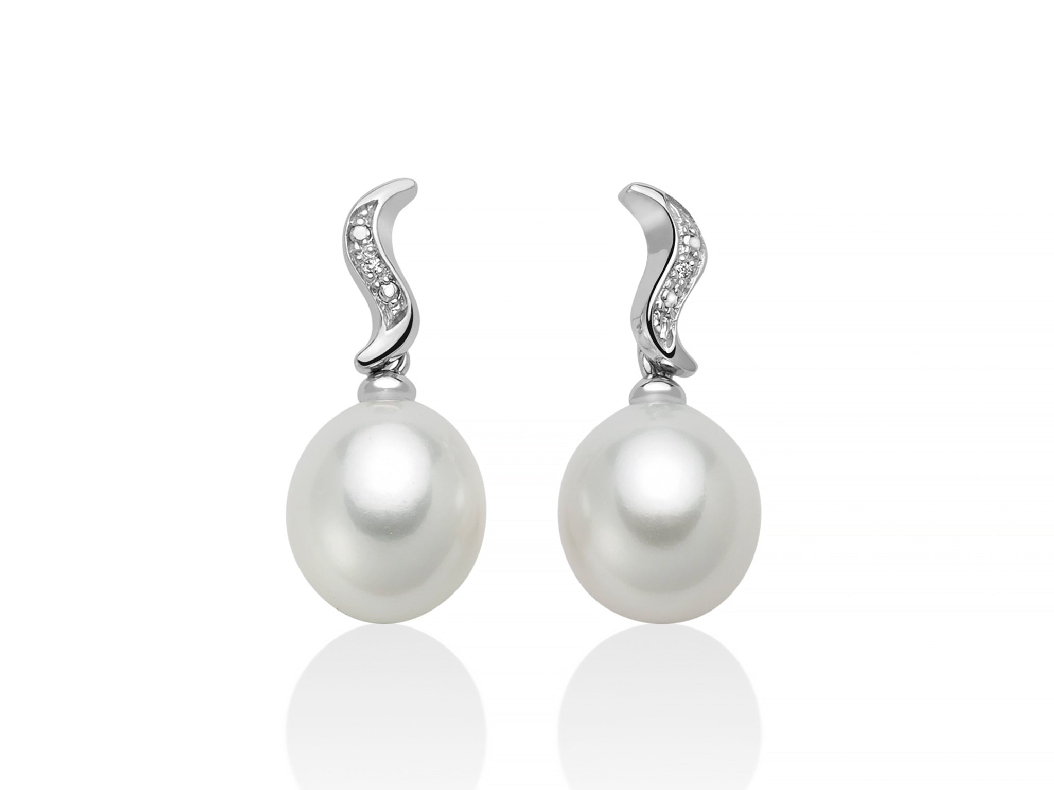 Orecchini Donna Miluna Oro Bianco 750 Perla 9,5-10 mm Diamanti PER2642