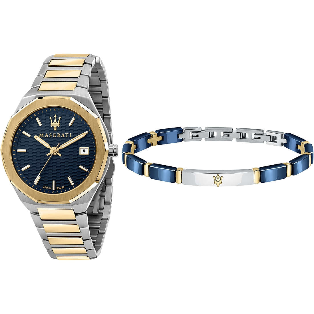 Orologio Uomo e bracciale Acciaio Maserati STILE Data dorato R8853142008
