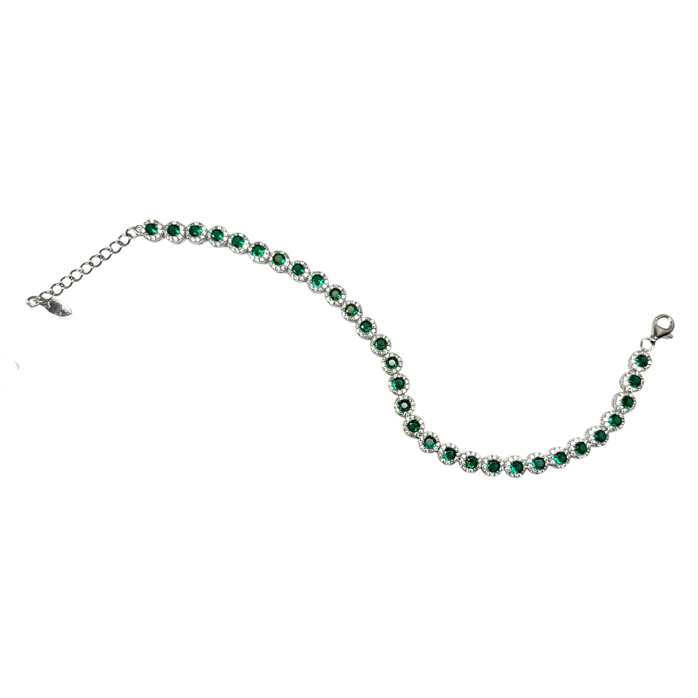 Bracciale Unisex Angelic Re Mida Tennis Argento Zirconi Bianchi Verdi Tennis-18