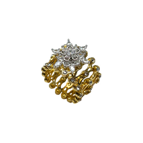Anello-Bracciale Donna Re Mida Argento Dorato Estendibile Zirconi Fascia-1