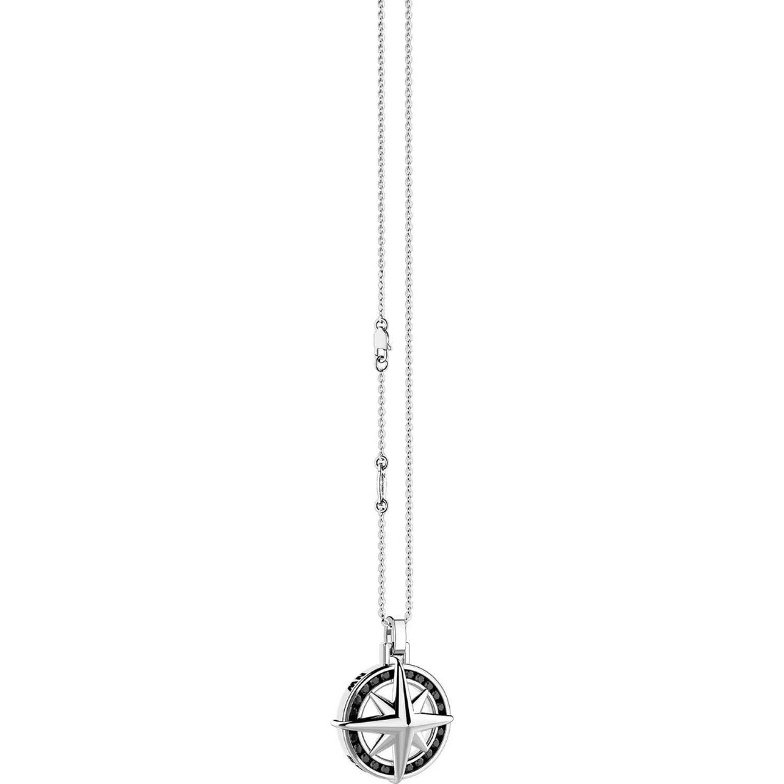 Collana Uomo Zancan Argento 925 Insignia Rosa Dei Venti Spinelli Neri EXC547