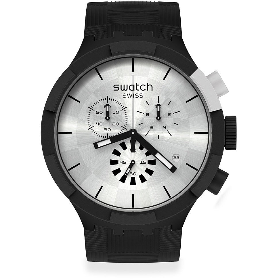 Orologio Uomo Swatch Big Bold Chequered Silver Argentè Cronografo SB02B404