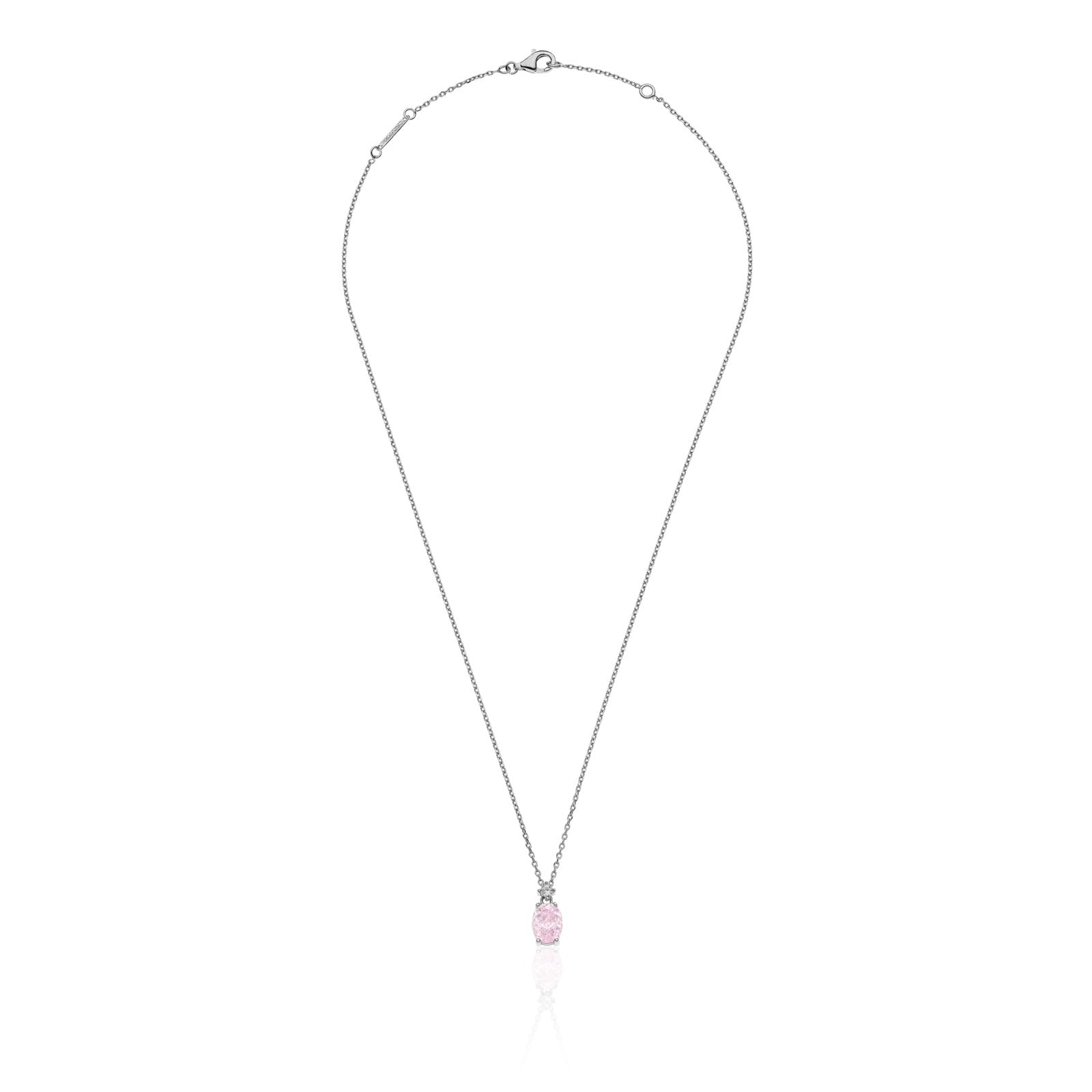 Collana Donna Unoaerre Girocollo Argento Bianco 925 Con Rosa di Francia e Zirconi Bianchi 6128
