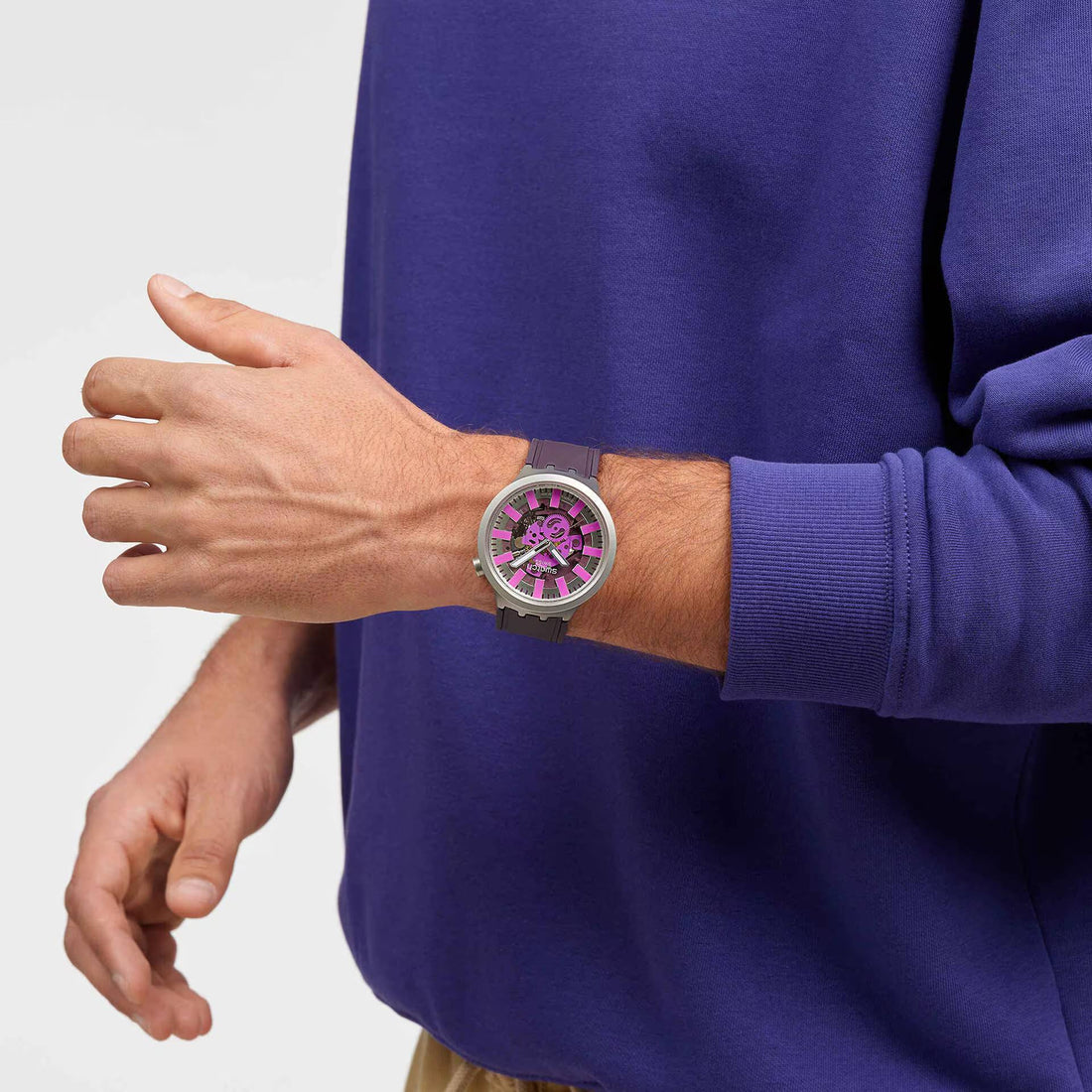 Orologio Unisex Swatch AUDACIOUS ACAI Viola Gomma Acciaio SB07S120