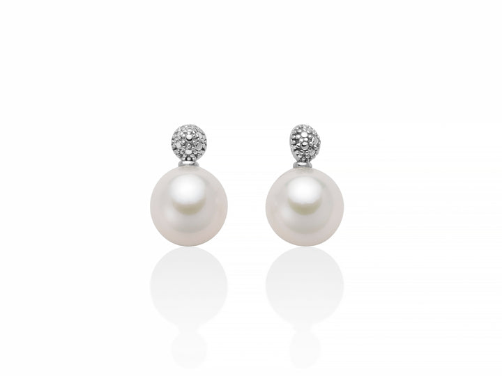 Orecchini Donna Miluna Oro Bianco 18 KT Biglia Pallinata Perla 7,5-8 mm PER2613