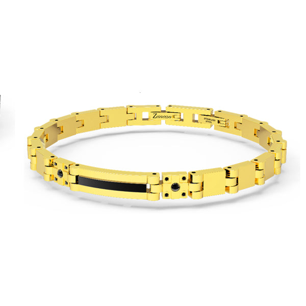 Bracciale Uomo Zancan Acciaio Dorato Zirconi Neri EHB402