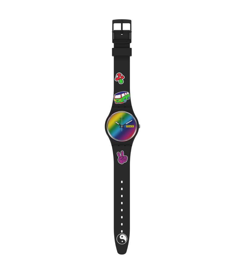 Orologio Donna Swatch Bioceramic Flower Power Gomma Nero Quarzo SO31B101