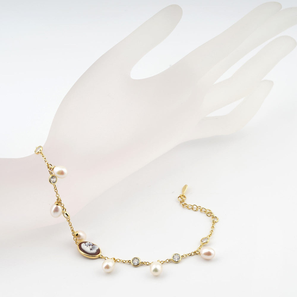 Bracciale Donna Cameo Italiano Argento Rosè 925 Bouquet Fiore BC4-R