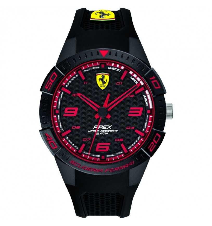 Orologio Uomo Ferrari Quarzo Solo Tempo Nero Apex Rosso Numeri FER0830747