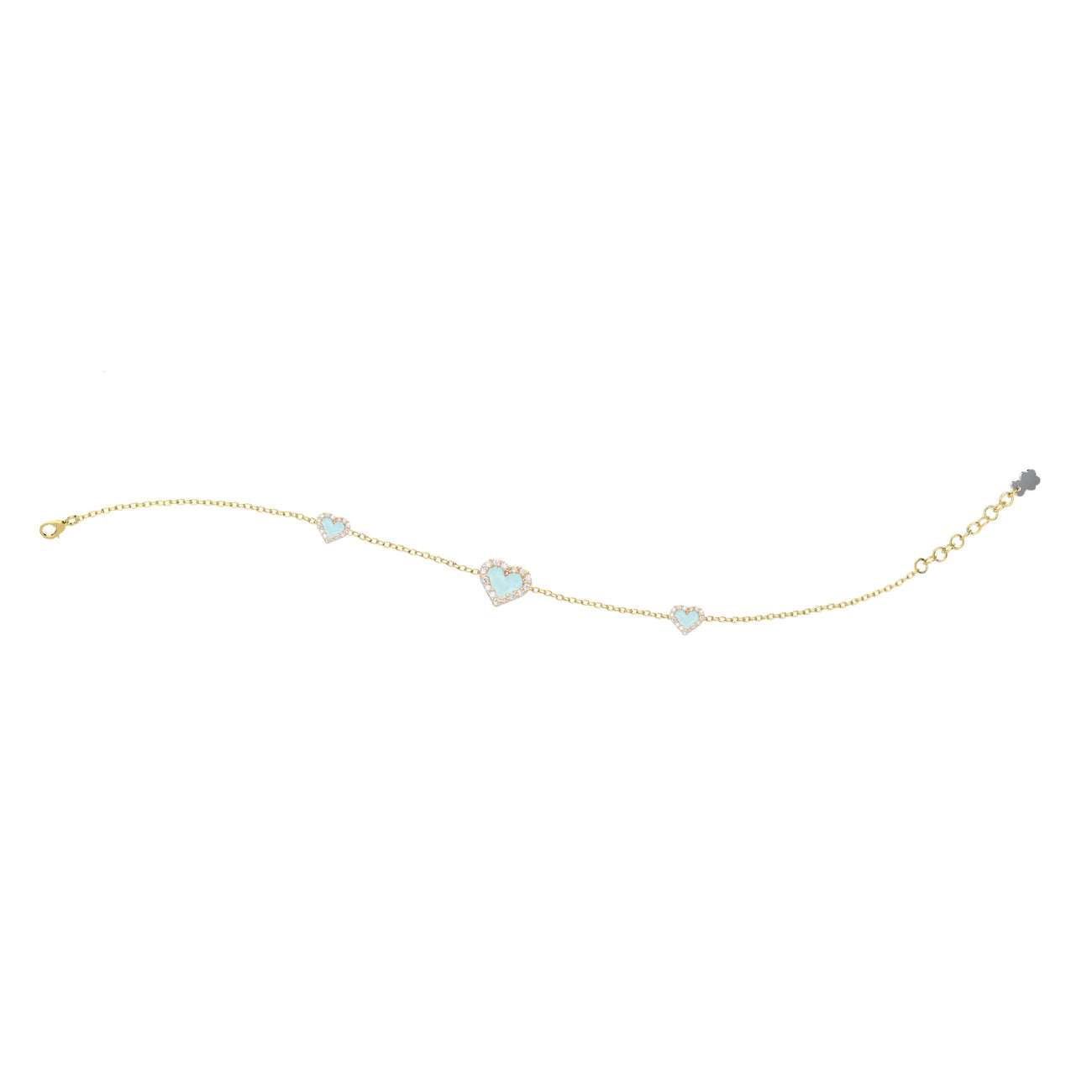 Bracciale Bambina Nanàn Argento Dorato 925 Cuori Azzurro Zirconi NAN0471