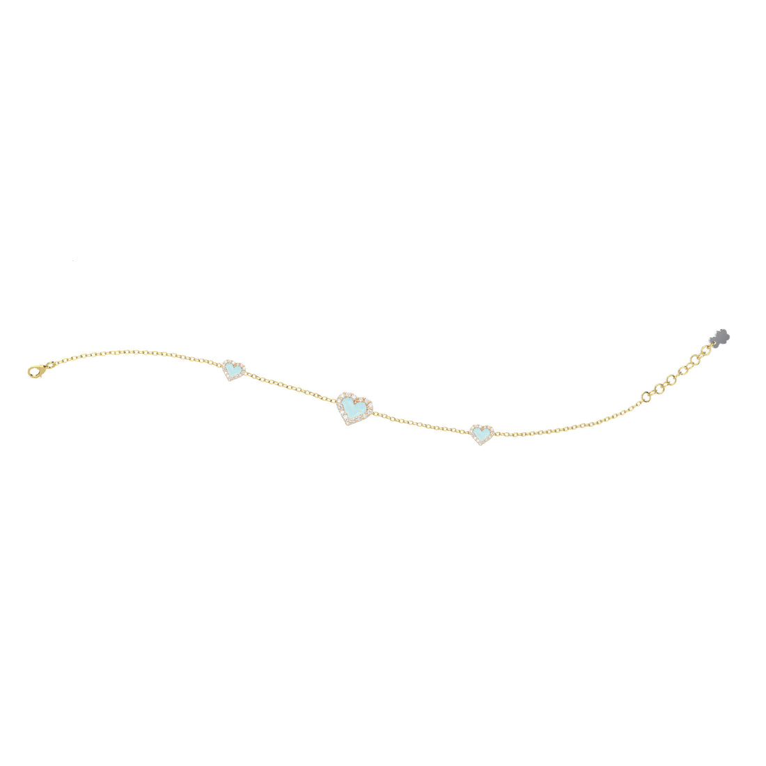 Bracciale Bambina Nanàn Argento Dorato 925 Cuori Azzurro Zirconi NAN0471