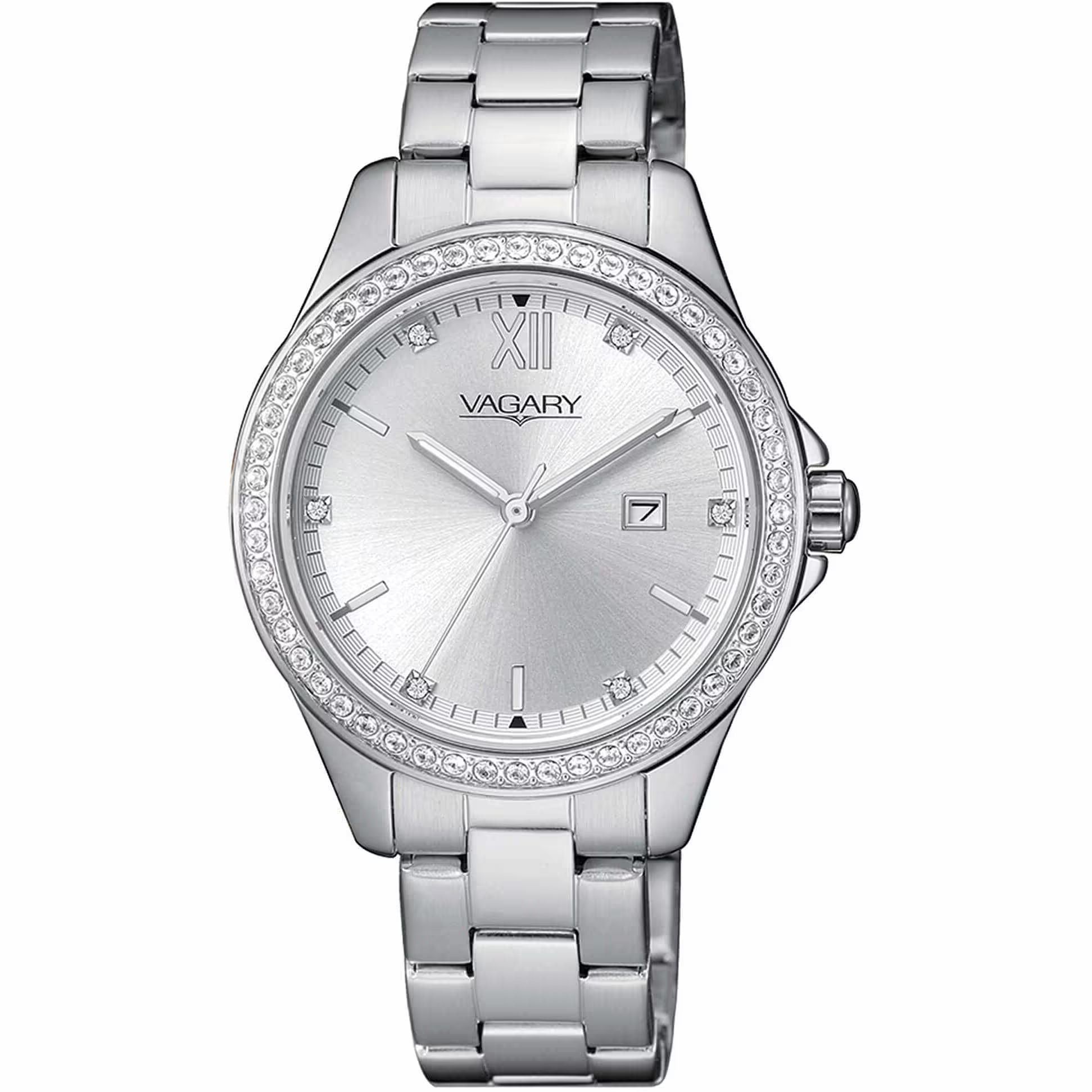 Orologio Donna Vagary Acciaio Bianco Zirconi Quarzo Solo Tempo Data IU2-413-11