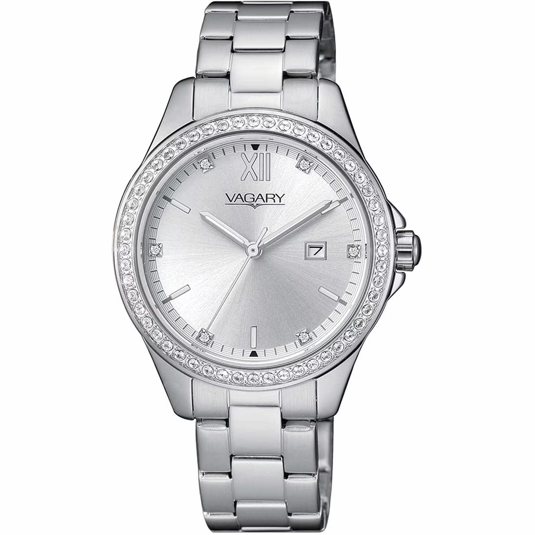 Orologio Donna Vagary Acciaio Bianco Zirconi Quarzo Solo Tempo Data IU2-413-11