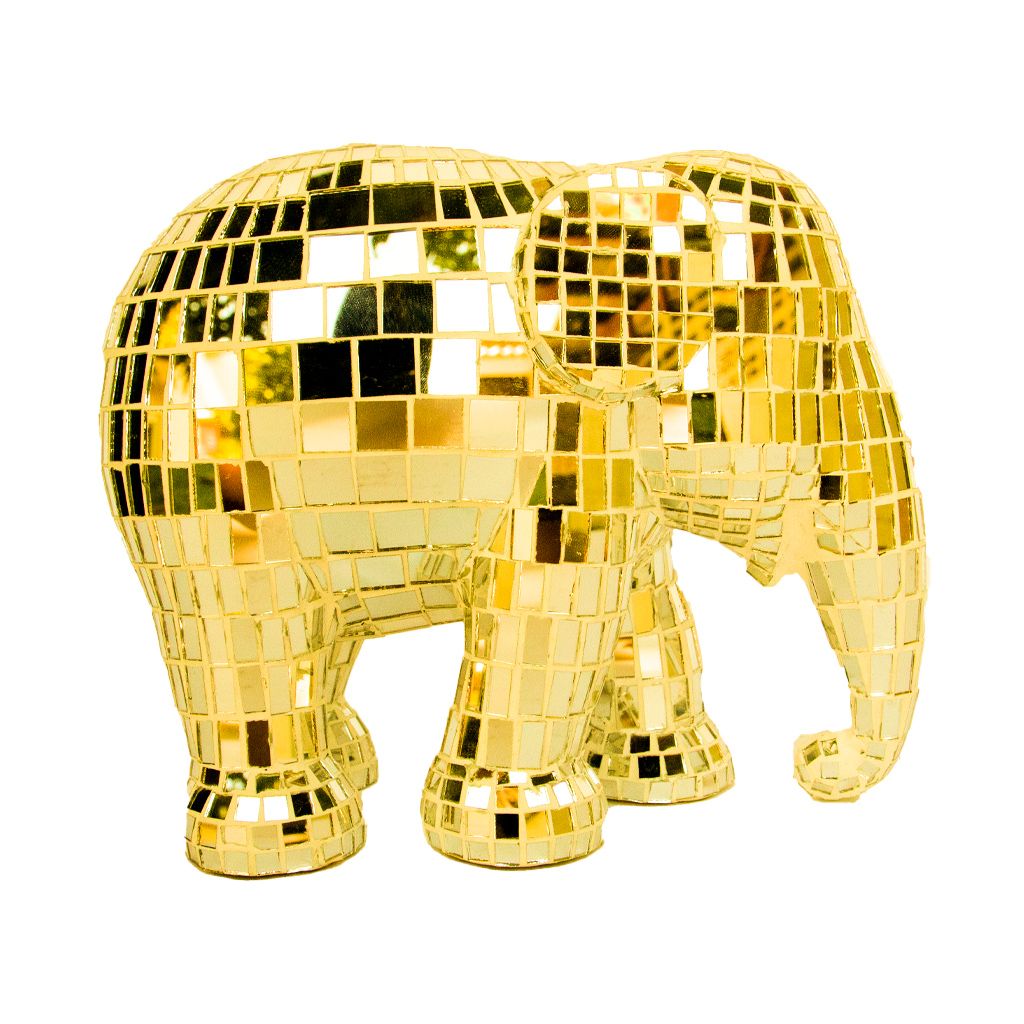 Scultura Elefante Onlylux Disco Gold Lavorazione Stroboscopica oro 15cm 8858831264243