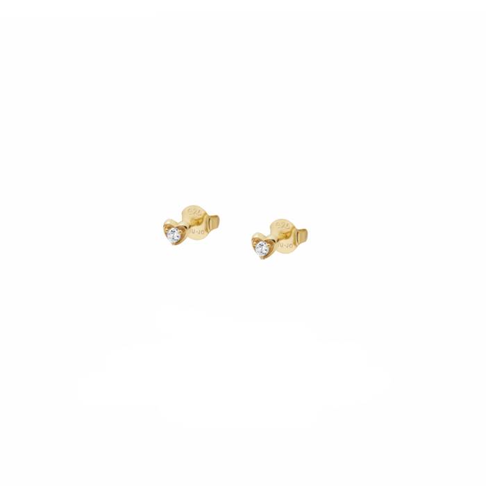 Orecchini Donna Liu Jo Argento 925 Dorato Cuore Zirconi Bianchi ALJ312