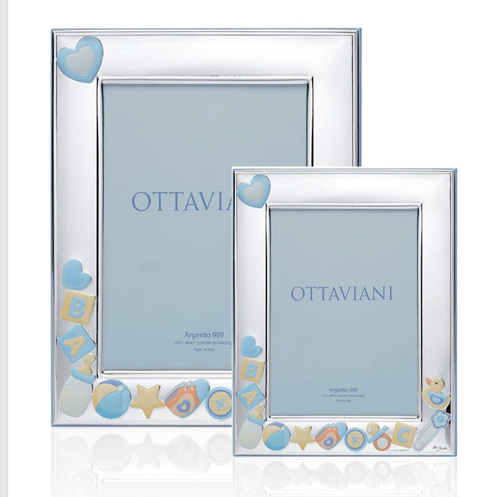 Portafoto Ottaviani Argento 999 Nascita Bimbo Paperella 13x18 7007AC