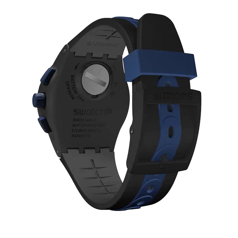 Orologio Uomo Swatch Kaicco Quarzo Cronografo Data Blu Nero SUSB406